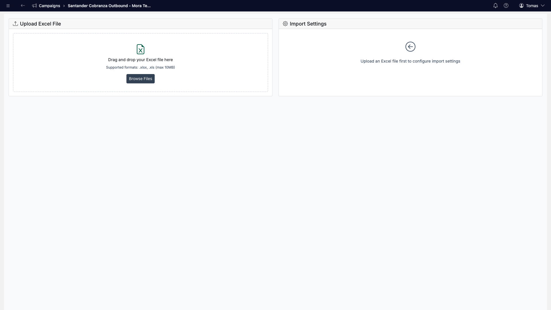 Database import wizard with Excel upload