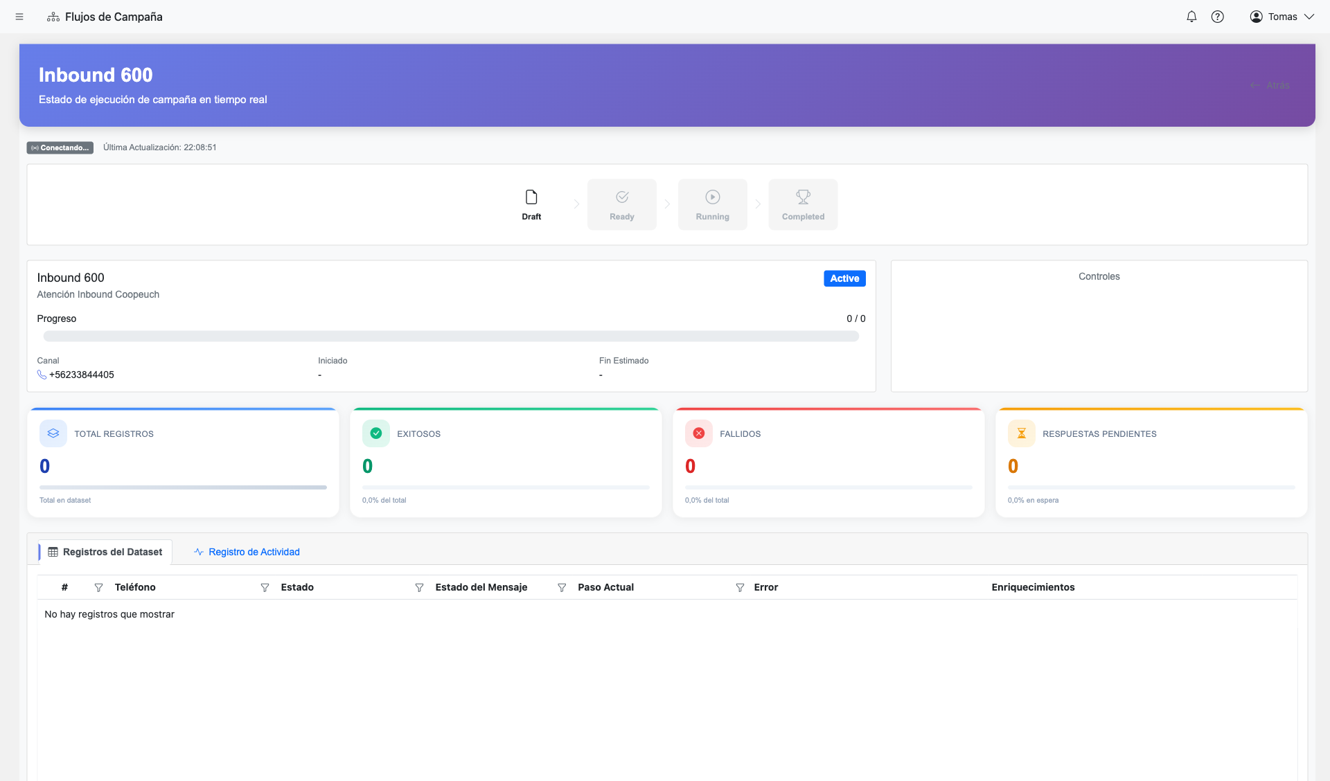 Campaign execution monitoring view