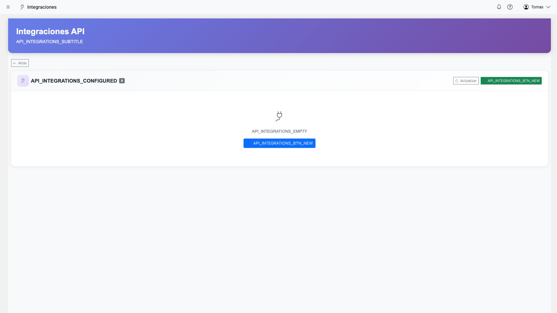 Lista de integraciones de API